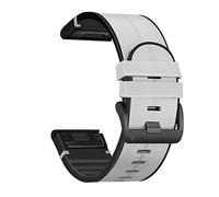 CYSUE Quickfit Watch Strap For Garmin Fenix 7 7X 6 6X Pro 5X 5 Plus 3HR 935 945 S60 Genuine Leather Silicone Smart Watch 22 26mm Wristband (Color : White, Size : 26mm Fenix5X 5XPlus)
