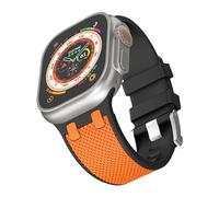 CYSUE Rubber Watch Band For Apple Watch Band 49mm 45mm 44mm Rubber Watchbands 10th 46mm 42mm Waterproof Strap(Black Orange,S10 42mm)