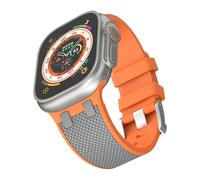 CYSUE Rubber Watch Band For Apple Watch Band 49mm 45mm 44mm Rubber Watchbands 10th 46mm 42mm Waterproof Strap(Gray Orange,42/4445mm)