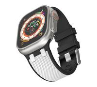 CYSUE Rubber Watch Band For Apple Watch Band 49mm 45mm 44mm Rubber Watchbands 10th 46mm 42mm Waterproof Strap(Black White,S10 42mm)