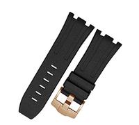 CYSUE Rubber Watchband For Audemars Piguet Watch Strap Men Silicone Wrist Band Bracelet Accessories For 15703 28mm Silicone Watch Band (Color : Black rosegoldbuckle, Size : 28mm)