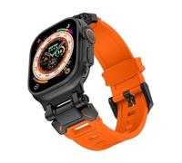 CYSUE Soft Rubber Strap For Apple Watch Ultra 2 1 Band 49mm 45mm 44mm 42mm S10 46mm Luxury Rubber Bracelet For IWatch Series 9 8 7 6 SE 5 Accessories Watchbands(Black orange,42/44/45/49mm)