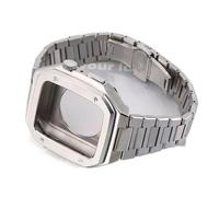 CYSUE Stainless Steel Luxury Watch Band Set for Apple Watch 44mm 45mm Metal Watch Case for IWatch Series 7 6 SE 5 4 Modification Kit (Color : Silver, Size : 45mm For 8/7)