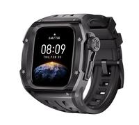 CYSUE Stainless Steel Mod Set Case Strap，For Apple Watch Series 10 46mm Watch Rubber Sports Modification Kit Cover Band Replacement(Black Black)
