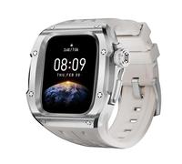 CYSUE Stainless Steel Mod Set Case Strap，For Apple Watch Series 10 46mm Watch Rubber Sports Modification Kit Cover Band Replacement(Silver White)