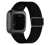CYSUE Stretchy Nylon Bands for Fitbit Versa/Versa 2/Versa Lite/Versa SE for Women Men,Adjustable Breathable Fabric Sport Elastic Wristband (Color : Black)