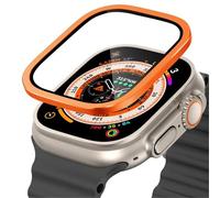 CYSUE Tempered Glass For Apple Watch Ultra 49mm Titanium Metal Frame Anti-Scratch Film For Series Ultra 2 Screen Protector Accessories(Orange 5)
