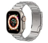 CYSUE Titanium Watch Band 49mm 45mm 44mm 42mm Watch Ultra2 Ultra SE 2 SE Series 9 8 7 6 5 4 3 2 1, Titanium Replacement Watch Band With Folding Clasp(Silver)