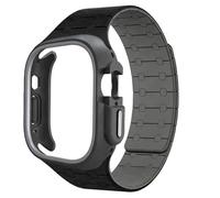 CYSUE TPU Case Silicone Strap for Apple Watch Band Ultra 2 49mm 45mm 44mm 41mm Protective Case Bracelet for Iwatch Series 9 8 7 6 5 4 Watchbands(Black BH,41mm)
