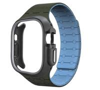 CYSUE TPU Case Silicone Strap for Apple Watch Band Ultra 2 49mm 45mm 44mm 41mm Protective Case Bracelet for Iwatch Series 9 8 7 6 5 4 Watchbands(GreenU grey,41mm)