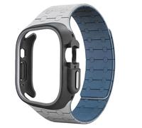 CYSUE TPU Case Silicone Strap for Apple Watch Band Ultra 2 49mm 45mm 44mm 41mm Protective Case Bracelet for Iwatch Series 9 8 7 6 5 4 Watchbands(Grey BH,44mm)