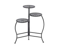 CYSYins Metal Floral Indoor Outdoor Plantstand 3 Tier Plant Shelf, Stand 20" x 15" 24", Black