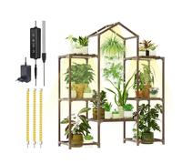 CYSYins Plant Stand with Grow Lights for Indoor Plants Boho Decor Wood Hanging Shelf Flower Home Decor, Patio