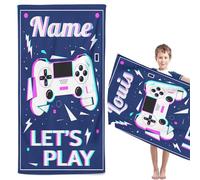 CYSYLQW Personalized beach towel with name, gamer towel bath towel with name microfiber gaming beach towel 90x180 cm gamer bath towel shower towel beach towel gamer (60 x 120 cm,1)