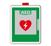 CYTBEK Wall-mounted AED Defibrillator Storage Cabinet, Heart Defibrillation Alarm Box First Aid Cabinet, Partition Position Adjustable, Double Switch Control, Fits Most AED Models green