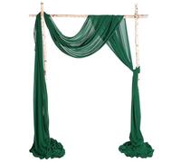 Cytdkve 2 Panels 24Ft Chiffon Wedding Arch Drapes Draping Fabric for Wedding Ceremony Party Reception Backdrop (Hunter Green & Hunter Green)