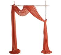 Cytdkve 2 Panels 24Ft Extra Long Wedding Arch Draping Fabric, Sheer Arch Drapes for Wedding Party Backdrop (Slightly Shimmery, Burnt Orange & Burnt Orange)