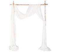 Cytdkve 2 Panels 30Ft Chiffon Wedding Arch Drapes Draping Fabric for Wedding Ceremony Party Reception Backdrop (White & White)