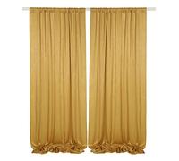 Cytdkve 2 Panels 4.8 Feet x 10 Feet Deep Gold Polyester Backdrop Drapes, Soft Window Curtains Panels for Wedding Baby Shower Birtyday Ceremony Party