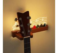CYTGOUPER Light Up Guitar Wall Mount, Guitar Holder Wall Mount with USB Powered, Solid Wood and Acrylic, Ukulele Stand Music Gifts for Acoustic Electric Bass Ukulele Violin