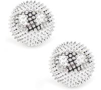 CYTGOUPER Pack of 2 Spiked Magnetic Massage Balls, 32 mm Magnetic Acupressure Ball, Acupressure Massager, Small Silver Hedgehog Ball, Metal for Stress Relief or Massage