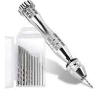 CYTGOUPER Pin Vise for Resin Casting Molds, Aluminium Alloy Mini Hand Drill, Resin Drill with 10 0.8-3mm Drill Bits for Woodworking, Model Making, Drilling, Drilling Wood