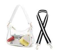 CYTHWSDJ Clear Bag Stadium Approved Clear Purse for Women Stadium with Adjustable Strap Zipper Shoulder Crossbody Bags, White&line Hb