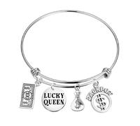 CYTING Funny Gambler Gifts Lucky Queen Bracelet Casino Gambling Gift Lucky Player Jewelry Game Night Merch, L, Metal, no gemstone