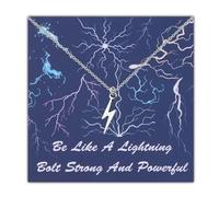 CYTING Motivational Quotes Gift Lightning Strong and Powerful Necklace Lightning Inspirational Jewelry Gift, L, Stainless Steel, No Gemstone
