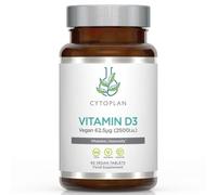 Cytoplan Vegan Vitamin D3 62.5ug 2500iu Wholefood Tablets 60 - Optimal Absorption - British Developed - Scientifically Formulated