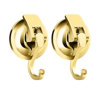 CYUaoao 2Pcs Strong Vacuum Suction Hooks for Hanging Heavy Duty Seamless Sucker Hook with Powerful Rubber Suction Cup 6MM Max 5kg Specialized for Kitchen Bathroom Bedroom (Gold)