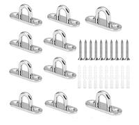 CYUaoao M5 Pad Eye Plate 304 Stainless Steel 45mm Oblong Pad Eye Plate Metal Staple Ring Hook Hardware with 2 Holes for Marine Hardware Staple Hook Loop Hanging Flower Pots & Fencing 10Pcs