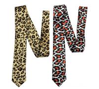 CYunhui Leopard & Zebra Animal Print Skinny Tie for Men, Gold & Red 2pcs | Ties for Men, Silky Feel Polyester, Novelty Pattern Design, Mens Ties Business Wedding Party 148*5