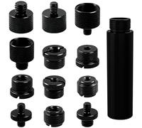 CYUXING 13Pcs Black Microphone Stand Adapter with Screws & Extension Tube, Mic Stand to 3/8 and 3/8 to, To 1/4 Male and 1/4, Microphone Accessories Supplies Complete Range