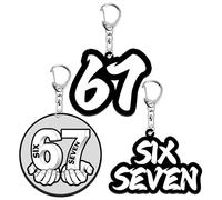 CYUXING 3Pcs 6-7 Keychain, Acrylic 6 7 Popular Meme Keychain with Lobster Clasp, Funny Party Favors & Gifts for Women, Bag Charms, Accessories for Keys, Purse, Backpack