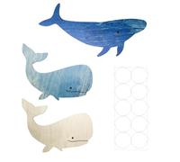 CYUXING 3Pcs Blue & White Whale Beach Wall Decoration, Nautical Decor Supplies Beach Room Decor Fish Wall Sculpture Supplies, Suitable for Decorating Indoor Bathroom Bedroom
