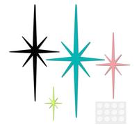 CYUXING 4Pcs Cast Iron Star Wall Decor, Mid Century Modern Wall Decorations, Beautiful Retro Decor for Home, Easy Installation Suitable for Decorating Bedroom Living Room & Office