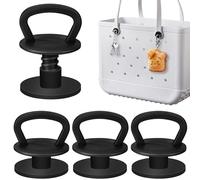 CYUXING 4Pcs Reuseable Replacement Buttons for Bogg Bag Strap Bags Accessories Twist-Lock Rivets Thickened Enlarged Hook Add Hook Function for Beach Tote (Black)