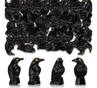 CYUXING 50Pcs Small Resin Crow Statues, Mini Halloween Figurines Decorative Items Crow Decorations Tiny Figurines, Animals Decor Supplies Suitable for Scene Decor