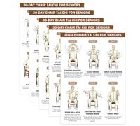 CYUXING 5pcs Printable Sitting Chair Tai Chi Yoga For Seniors， Workout Chart Poster Chair Yoga For Seniors Over 60 Workout Guide Printable Routine For Home Fitness Mobility & Balance Training