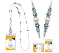 CYUXING Employee Badge Chain with Card Holder, Cute Lanyards for Id Badges Supplies with Crystals and Pearls for Women, Exquisite Lanyards Decorations for Keys Suitable for Office Workers
