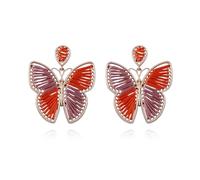 CYV Boho Handmade Woven Cotton Weaving Wrapping Colorful Hollow out Butterfly Insect Dangle Earrings for Women, as picture, Acrylic, No Gemstone
