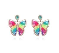 CYV Boho Handmade Woven Cotton Weaving Wrapping Colorful Hollow out Butterfly Insect Dangle Earrings for Women, as picture, Acrylic, No Gemstone