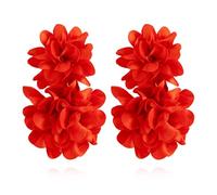 CYV Exaggerated Large Satin Fabric Floral Flower Drop Dangle Earrings for Women Romantic Jewelry, as picture, Acrylic, No Gemstone