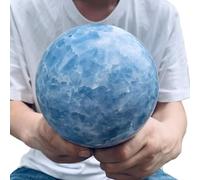 CYVXCPPGI Stone Blue Calcite Ball,Quartz Crystal Ball, Stone Divination Ball(Size:1-1.3kg)