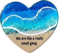 CYWBUEAFY Ocean Pocket Heart, Natural Heart Sea Fused Handmade Ocean Glass Ornament, Mini Cute Handmade Resin Beach Pocket Gift for Friends and Ocean Lovers
