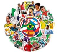 CYWQ 50PCS Soccer Stickers Football Stickers Water Bottle Laptop Sticker World Cup Football Stickers Wardrobe Car Skateboard Phone Luggage Guitar DIY Decal for Kids