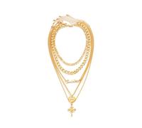 CYWQ Chunky Gold Necklace for Women Link Chain Choker Necklaces Layered Necklaces Paperclip Chain Cross Heart Pendant Necklace (Gold)