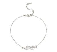 CYWQ Infinity Ankle Bracelet Endless Love Symbol Ankle Bracelet Adjustable Rhinestones Summer Beach Jewelry for Women Gifts (Silver)