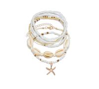 CYWQ Shell Anklet for Women Summer Natural Cowrie Adjustable Bead Ankle Bracelet Boho Hawaiian Beach Seashell Starfish Scallop Foot Jewelry Gifts (Bead starfish)